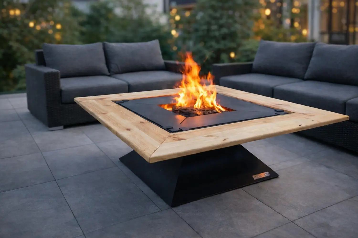 BlowVolt Pyramide grătar cu plită și vatră de foc aprinsă pe terasă – design 4 în 1 pentru grădină