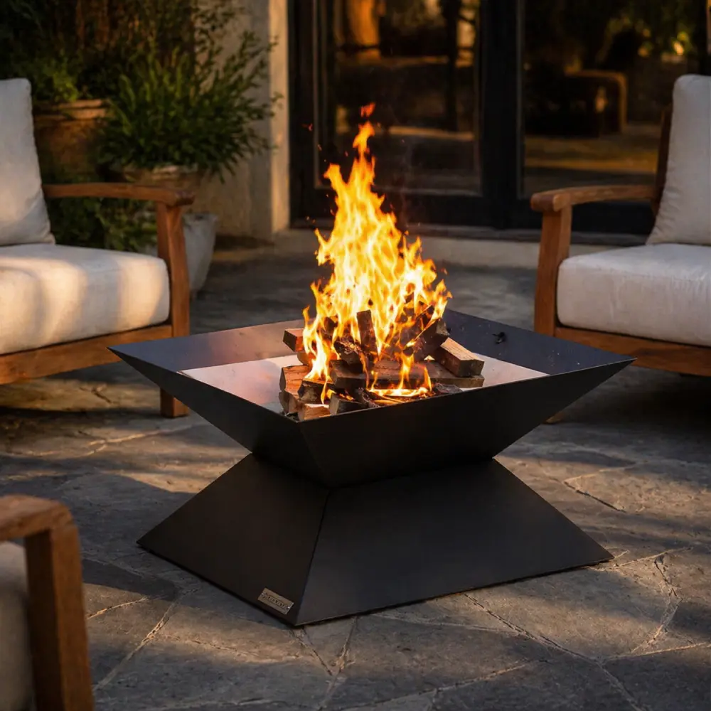 Fire pit exterior Blowvolt aprinsă, ardere controlată cu lemne în curte sau pe terasă