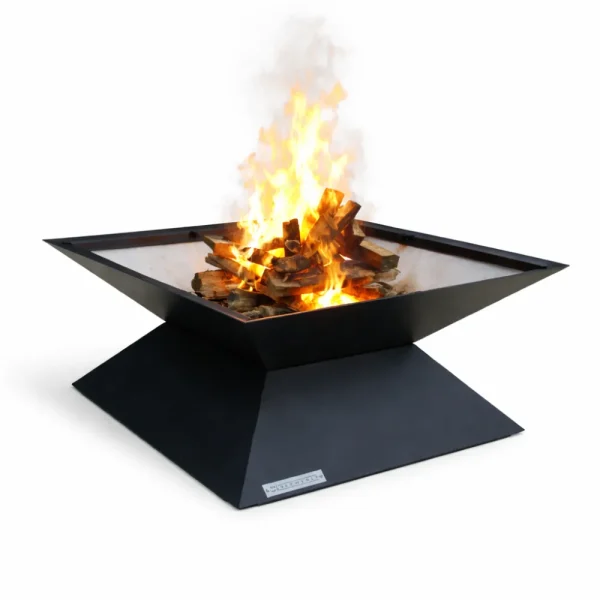 Fire pit 2-în-1 din oțel negru texturat, vatră de foc exterior pentru grădină, fabricată în România de Blowvolt